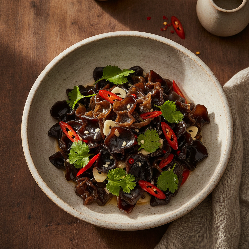 Cold Wood Ear Mushroom Salad with Vinegar and Garlic