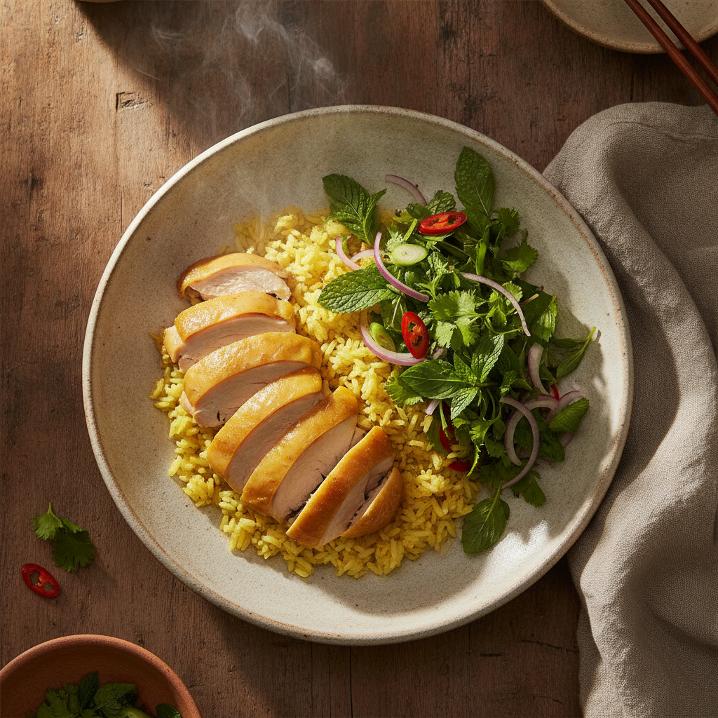 Hoi An Style Fragrant Chicken Rice with Herbs