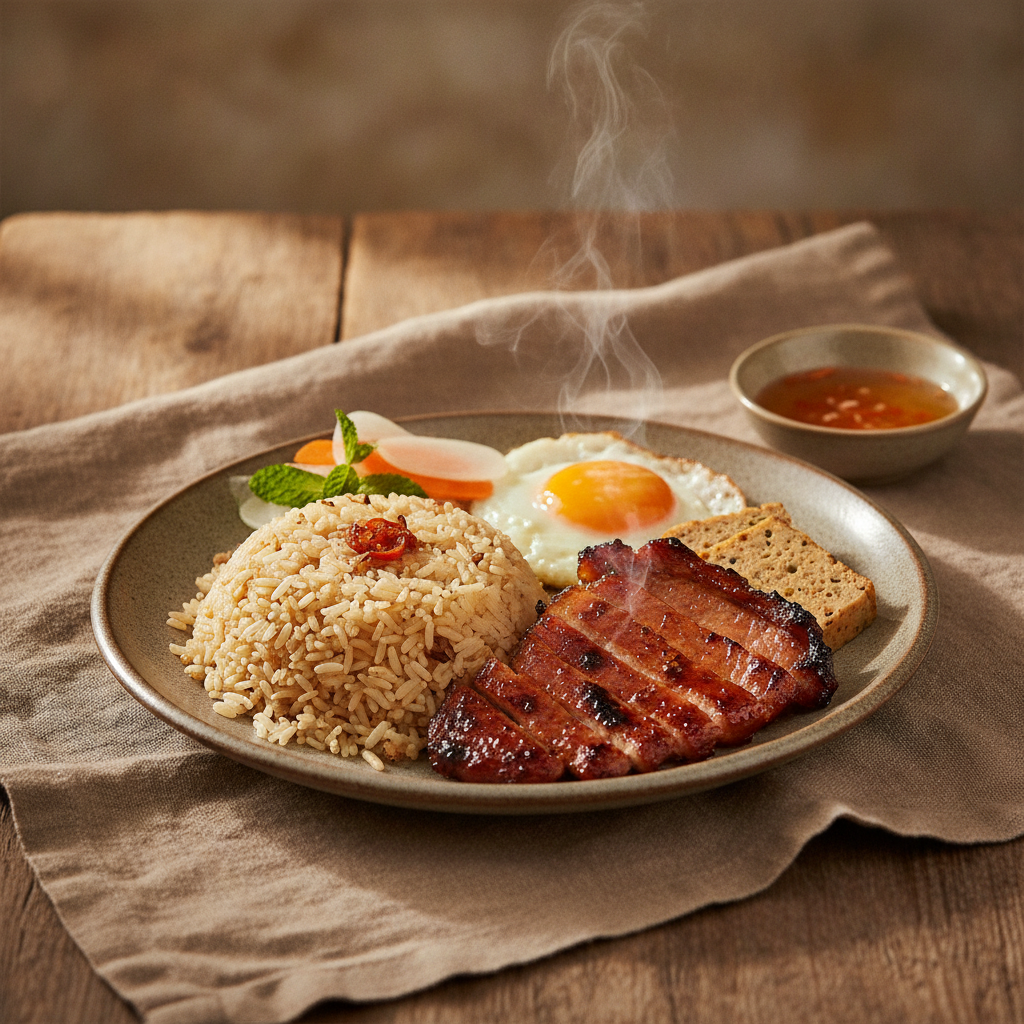 Southern Vietnamese Broken Rice with Grilled Pork Chop