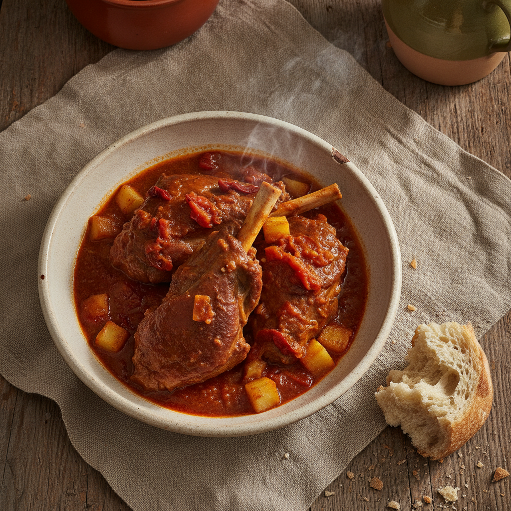 Cordero al Chilindrón — Aragonese Lamb Braised in Tomato and Pepper Sauce