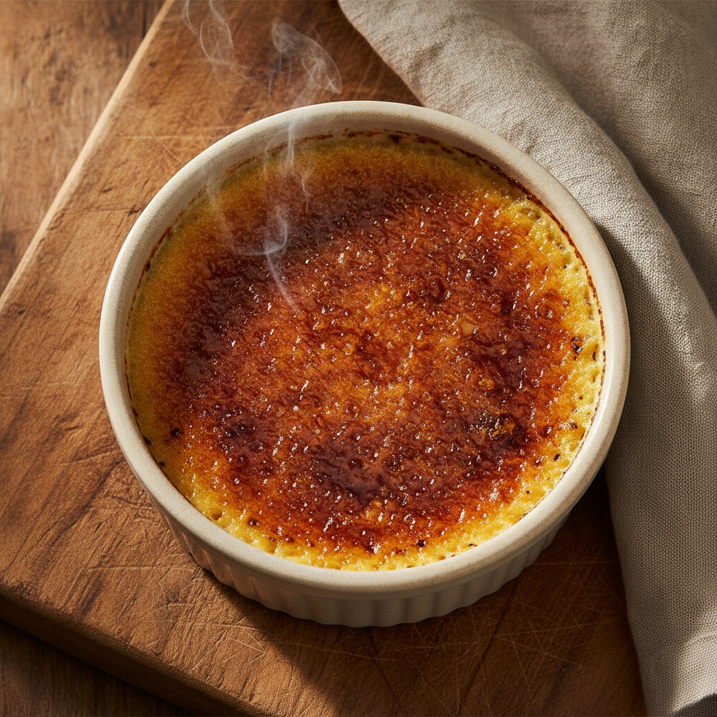 Rich Vanilla Custard with Hard Caramelized Sugar Top