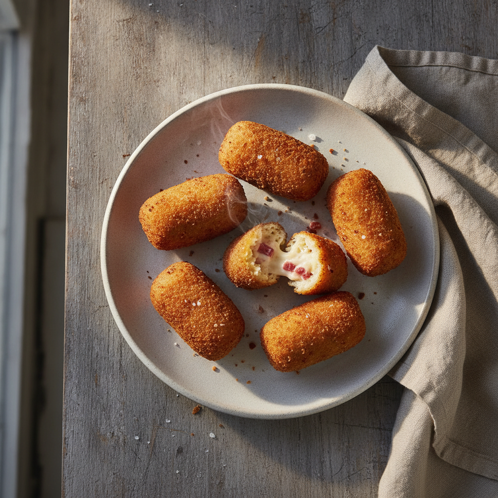 Croquetas de Jamón: Crispy Breadcrumbed Bites with a Liquid Béchamel Heart