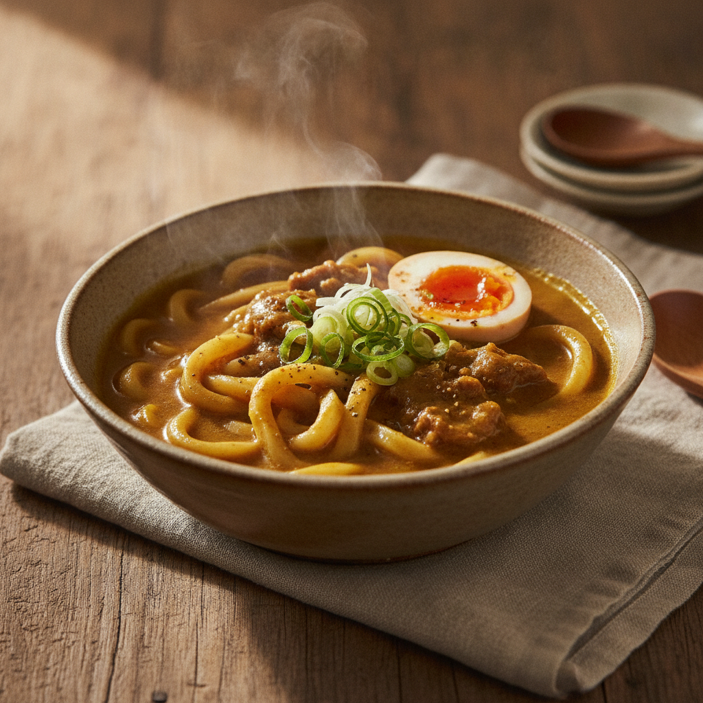 Curry Udon Thick Noodle Soup with Curry Broth
