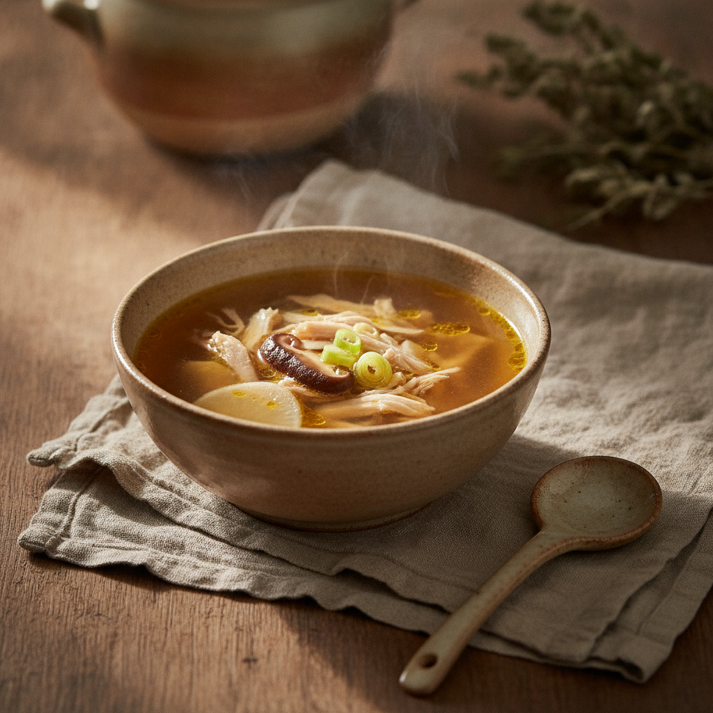 Nourishing Clear Chicken Broth Soup, Mild and Comforting