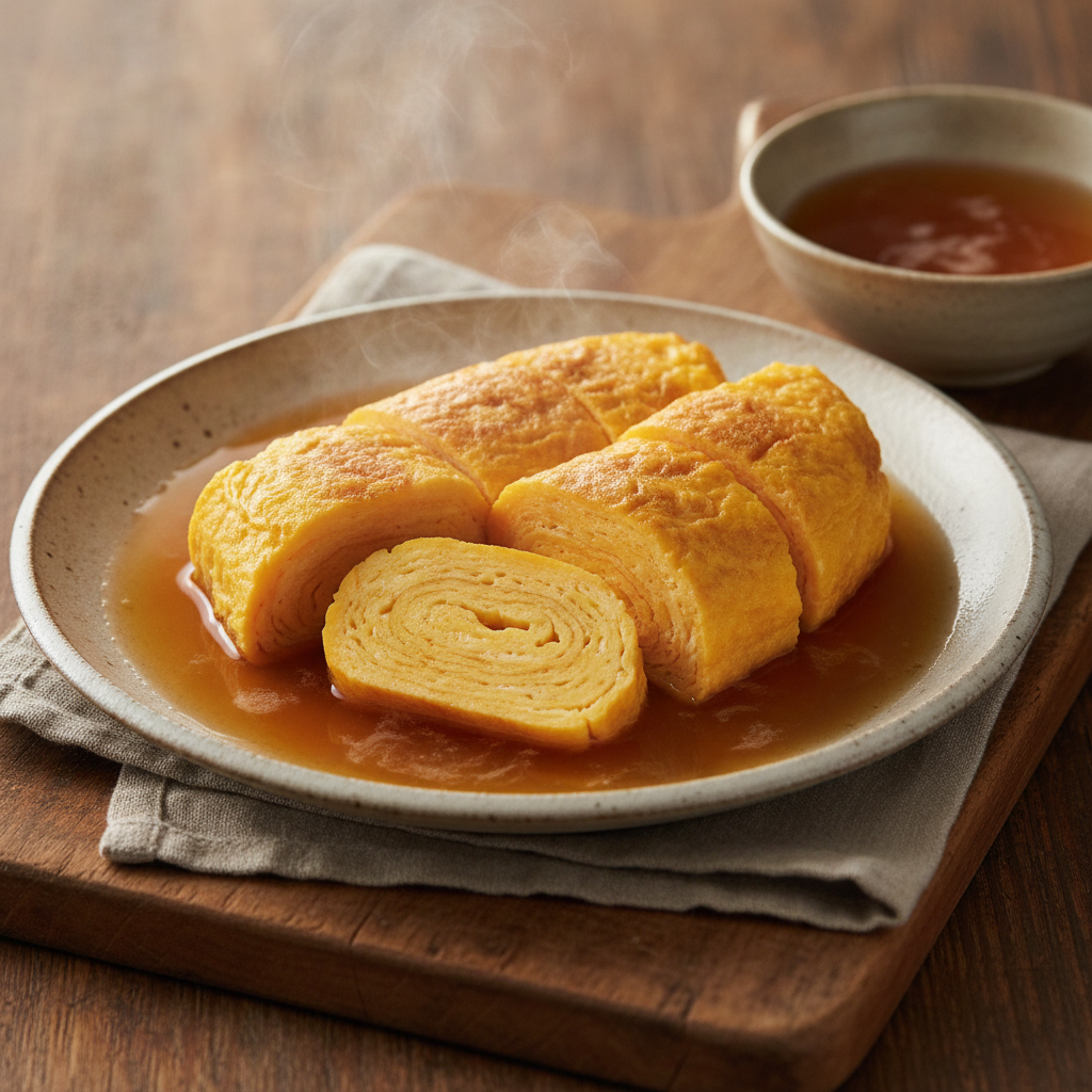 Fluffy Savory Rolled Omelette with Dashi Broth