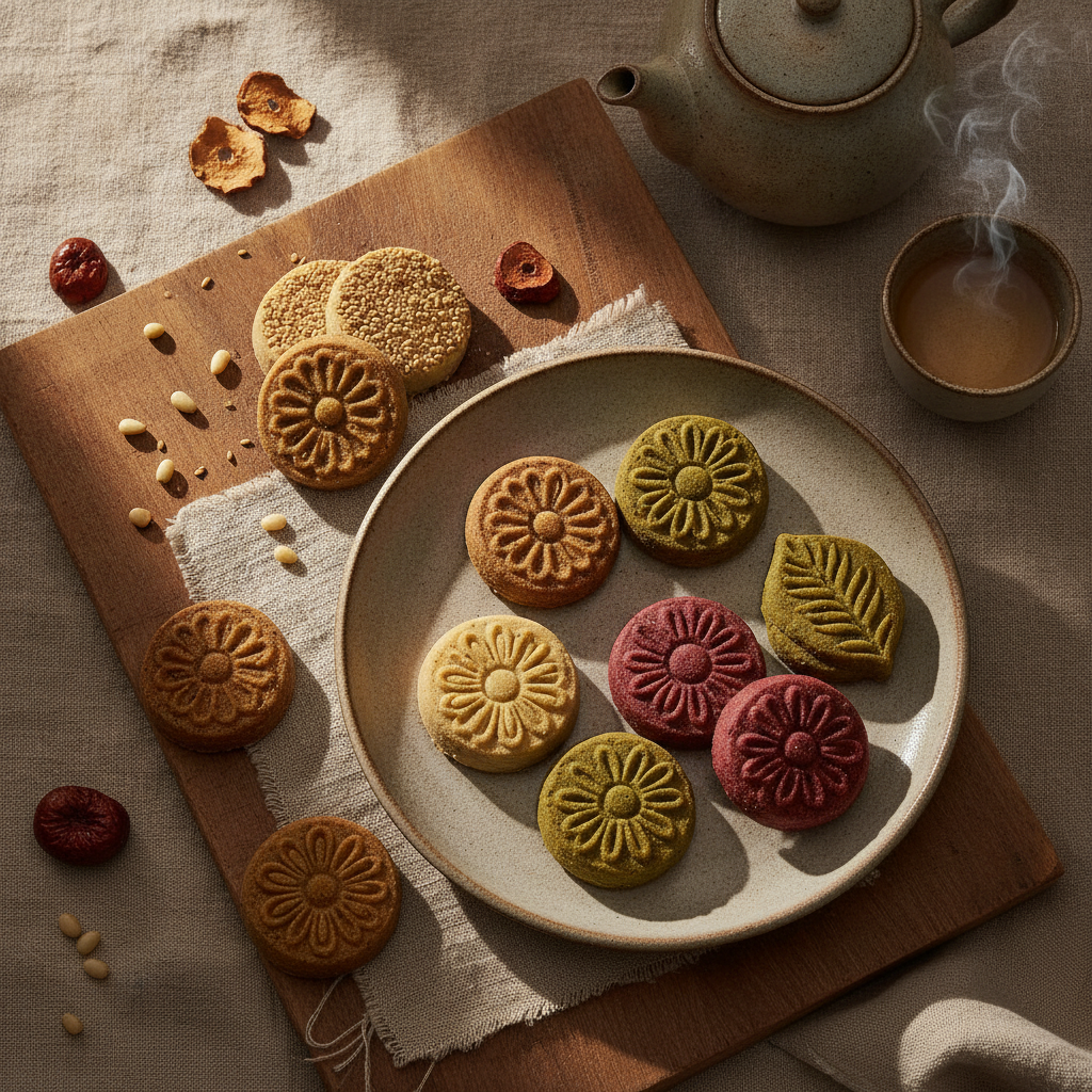 Elegant Traditional Pressed Tea Cookies, Perfect with Korean Tea
