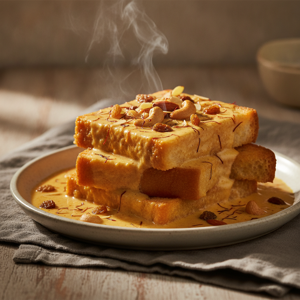 Double Ka Meetha: Hyderabad's Saffron-Gilded Bread Pudding