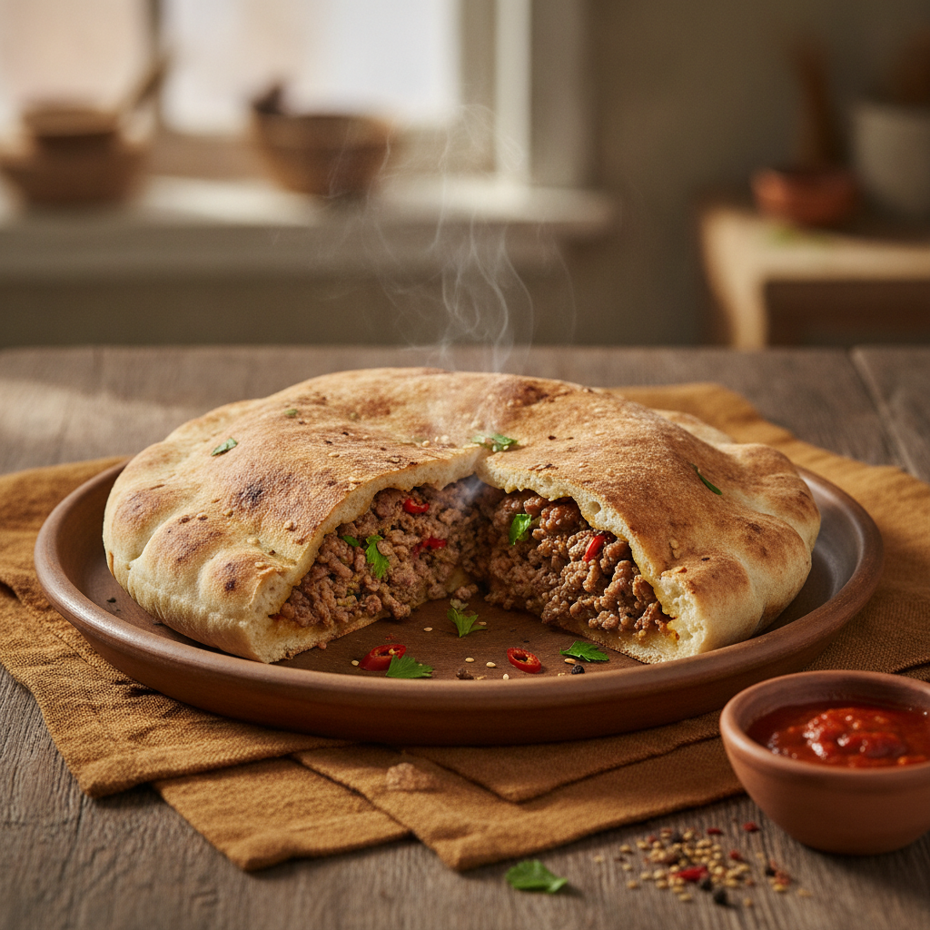 Egyptian Hawawshi Spiced Meat Baked in Pita Bread