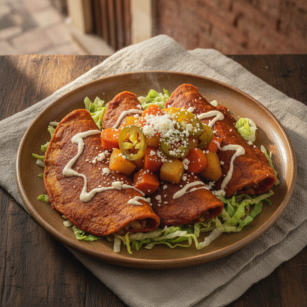 Enchiladas Mineras: Guanajuato's Miners' Enchiladas with Potato, Carrot, and Pickled Chili