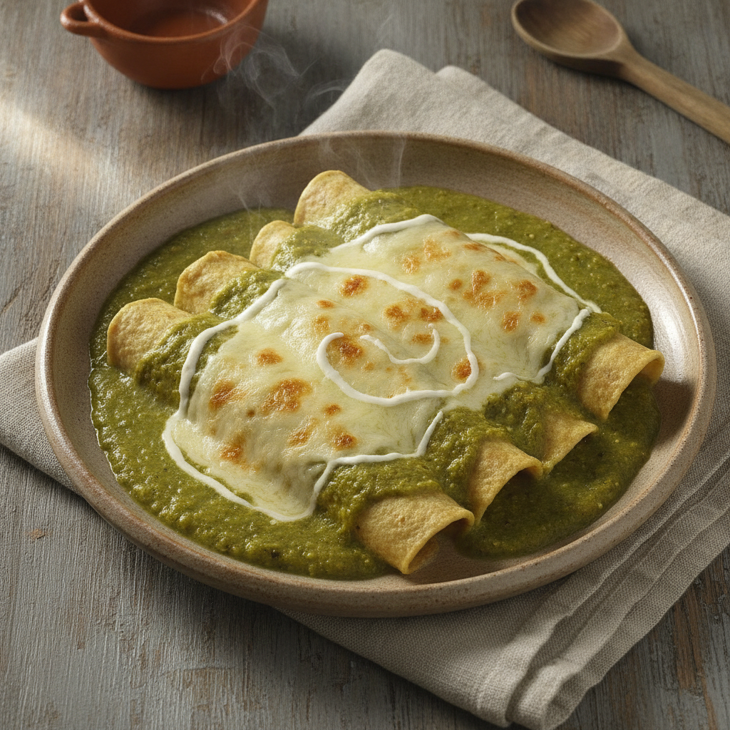 Enchiladas Suizas: Creamy Green Tomatillo Salsa Chicken Enchiladas