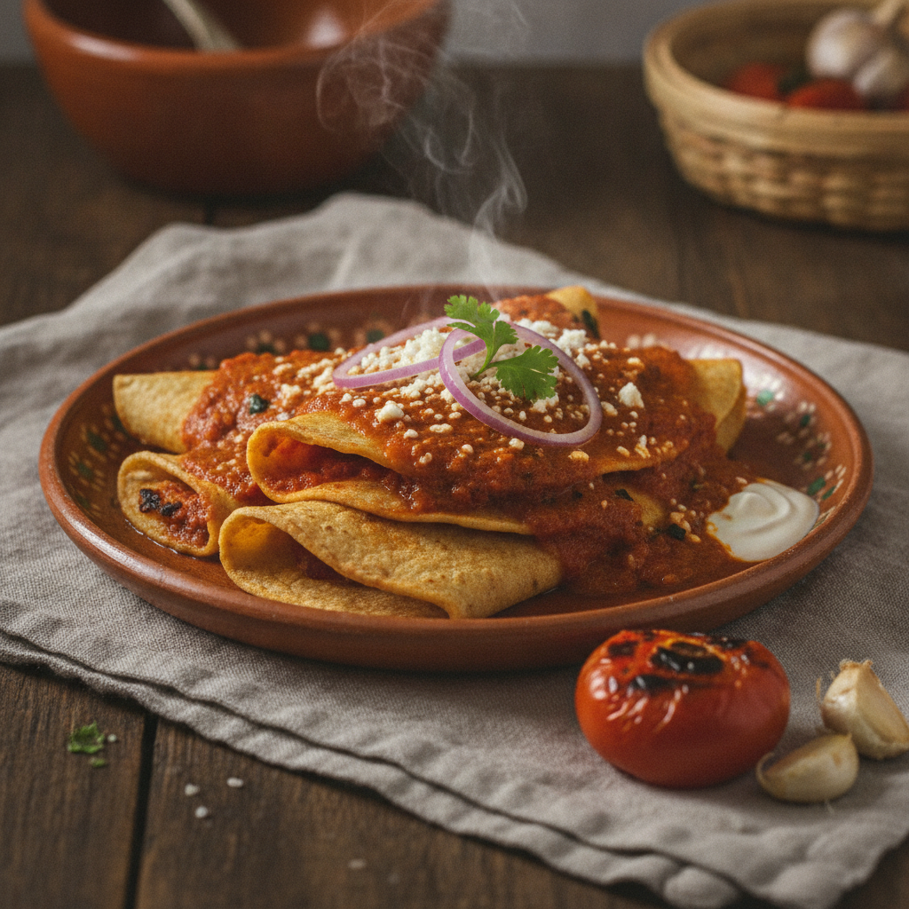 Entomatadas: Mexico's Charred Tomato Sauce Over Soft Corn Tortillas