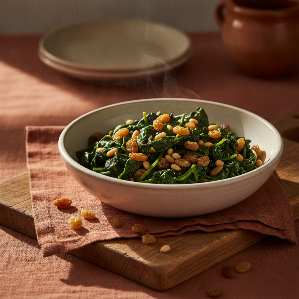 Catalan Spinach with Pine Nuts and Raisins