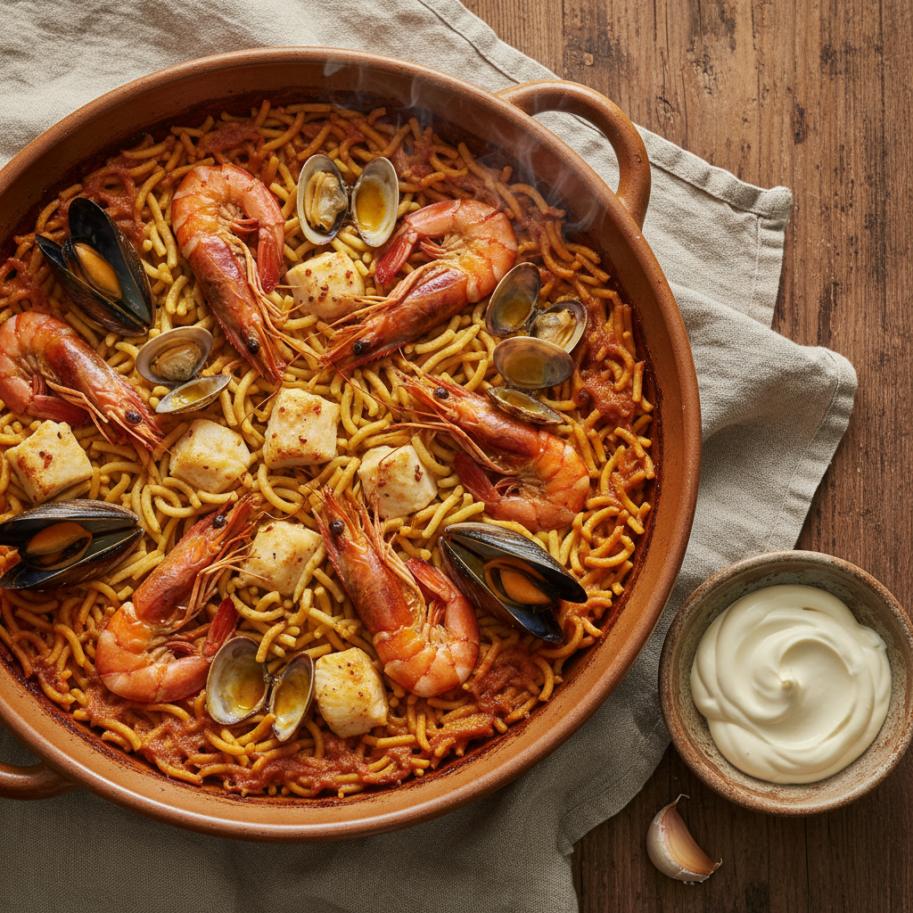 Fideuà — Catalonia's Noodle Paella, Made with Fish Broth