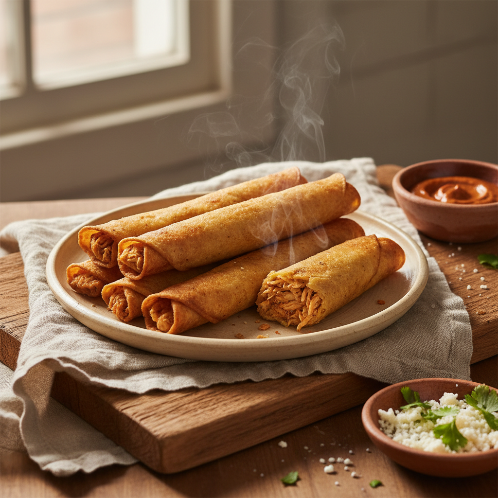 Flautas de Pollo — Crispy rolled tacos with chicken