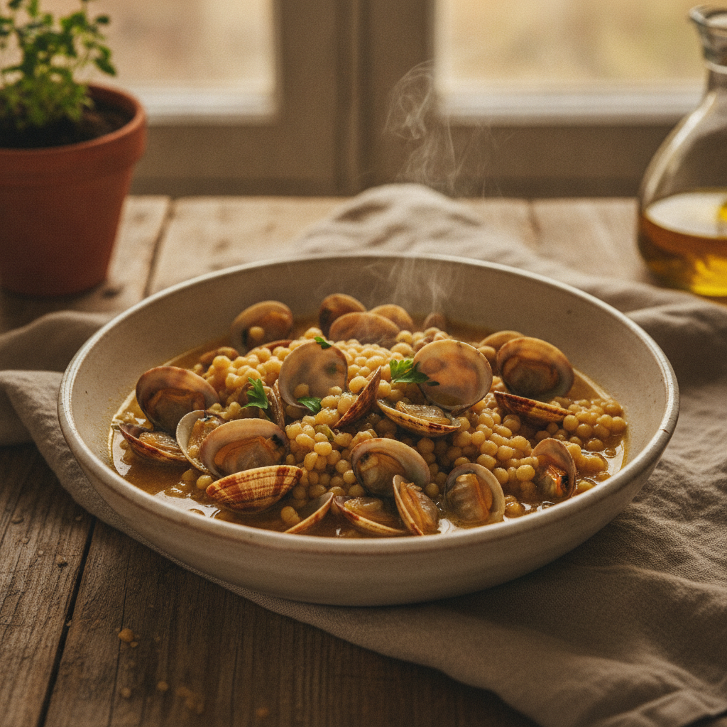 Fregola con Arselle — Sardinia's Toasted Pasta in Clam Broth