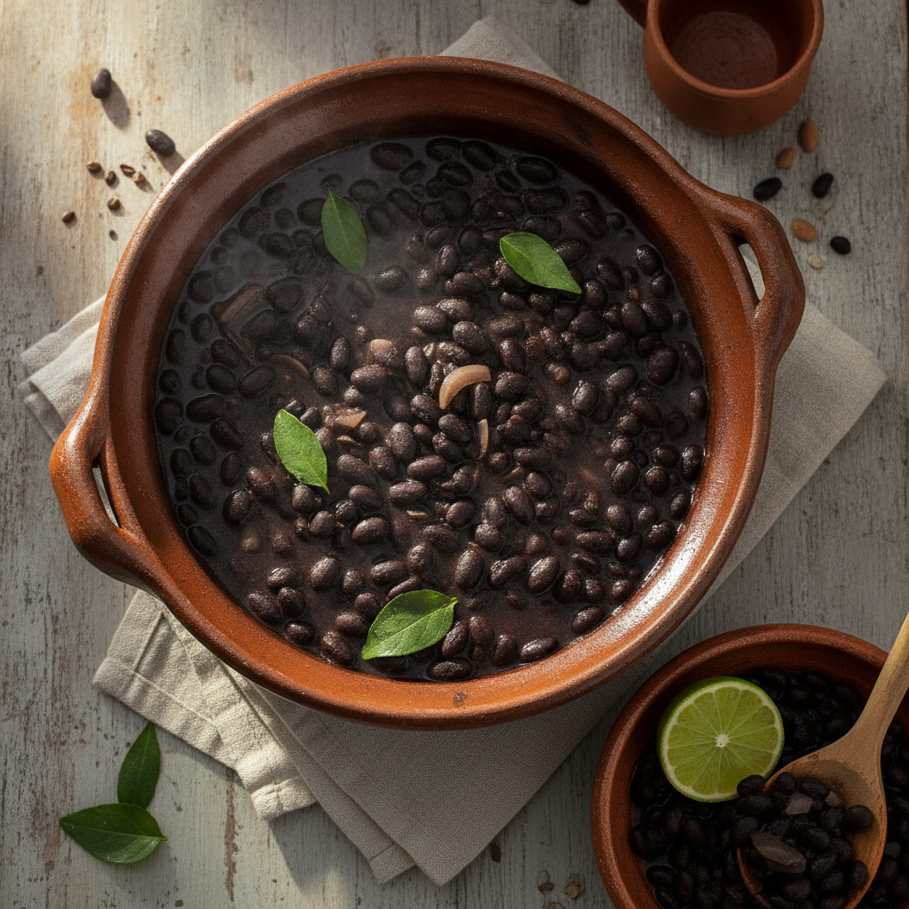 Frijoles Negros de Olla: Clay Pot Black Beans Simmered with Epazote