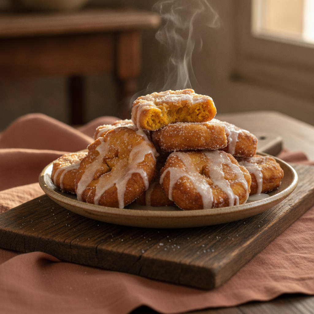 Sweet Pumpkin Fritters with Sugar Glaze