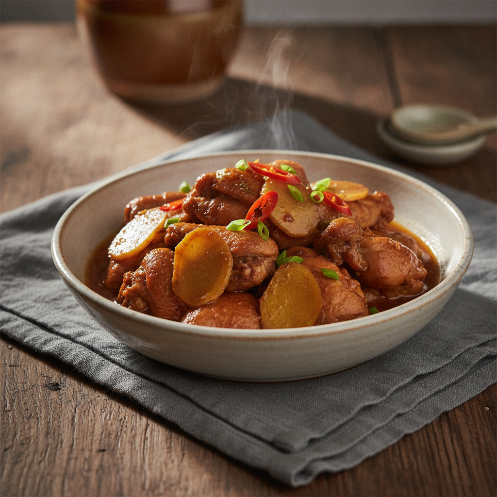 Braised Chicken with Ginger and Fish Sauce