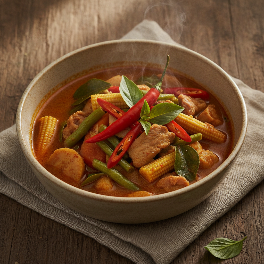 Fiery Jungle Curry with Mixed Vegetables and Meat