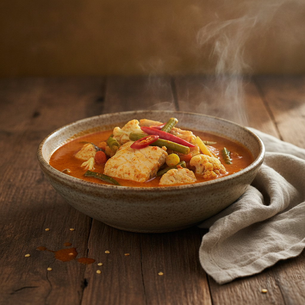 Southern Thai Sour Fish Curry with Mixed Vegetables