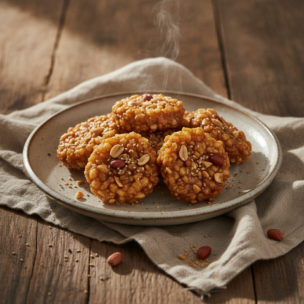 Crispy Fried Sweet Rice Puffs