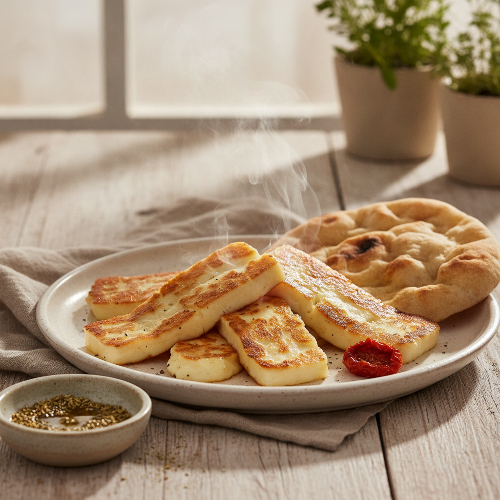 Pan-Fried Akawi Cheese Middle Eastern Breakfast