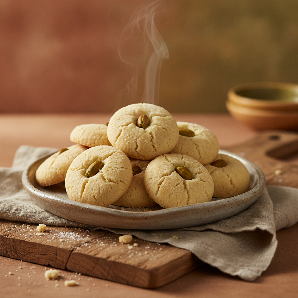 Ghraybeh: Traditional Middle Eastern Butter Shortbread Cookies
