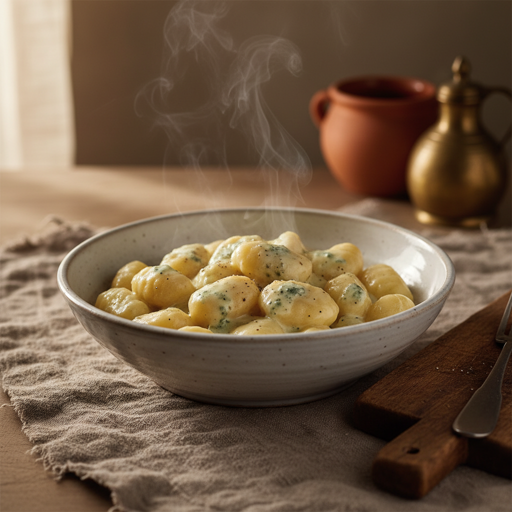 Gnocchi al Gorgonzola — Pillowy Potato Dumplings in Blue Cheese Cream