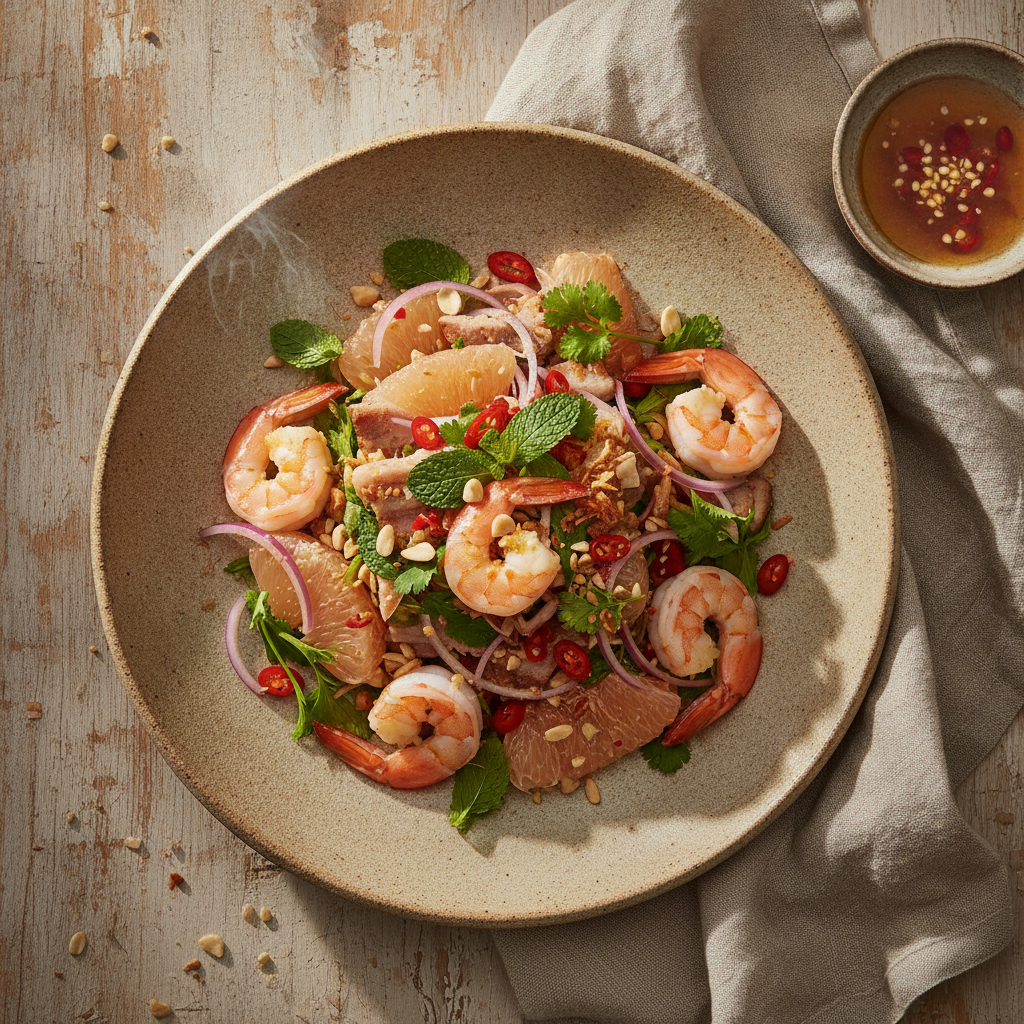 Refreshing Pomelo Salad with Shrimp and Pork