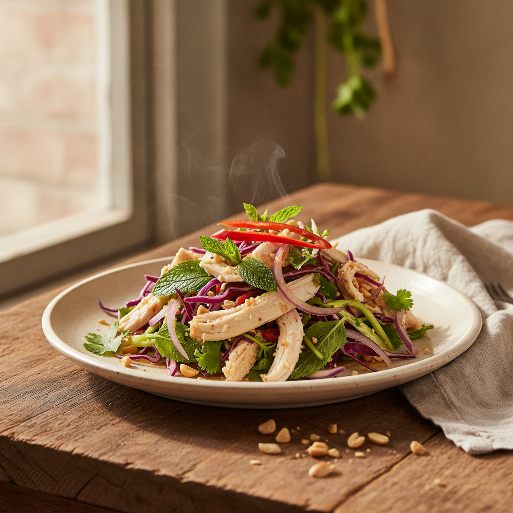 Refreshing Vietnamese chicken salad with shredded cabbage