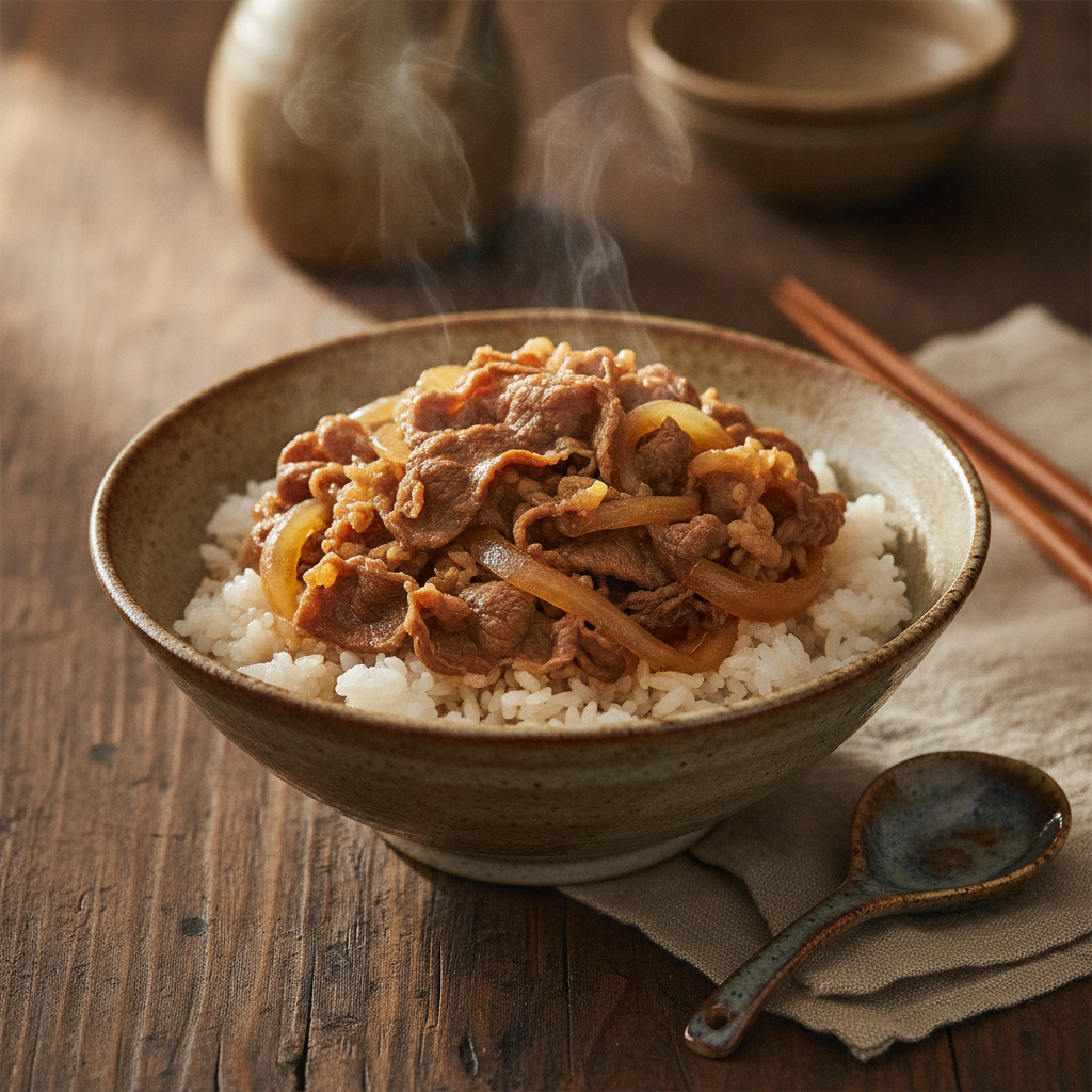 Gyudon Simmered Beef and Onion Rice Bowl