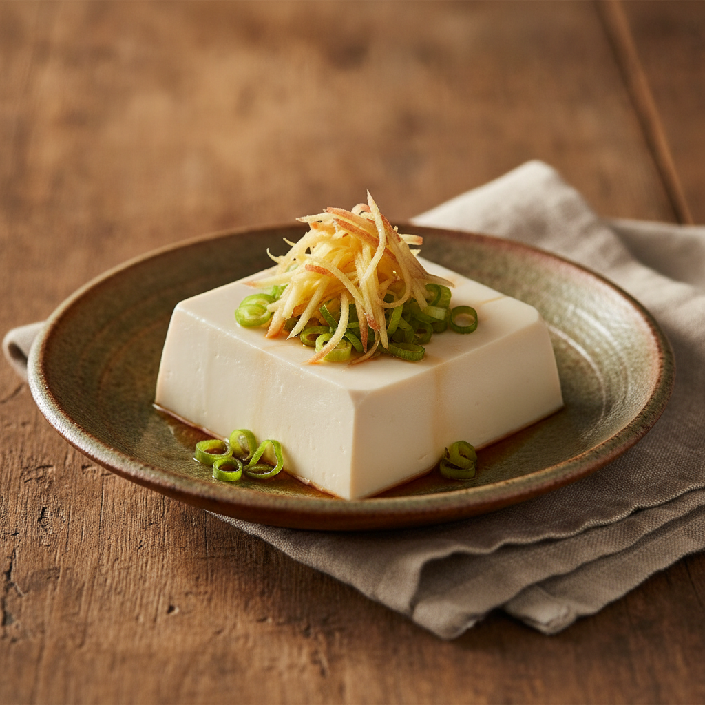 Hiyayakko Chilled Tofu with Ginger and Scallions