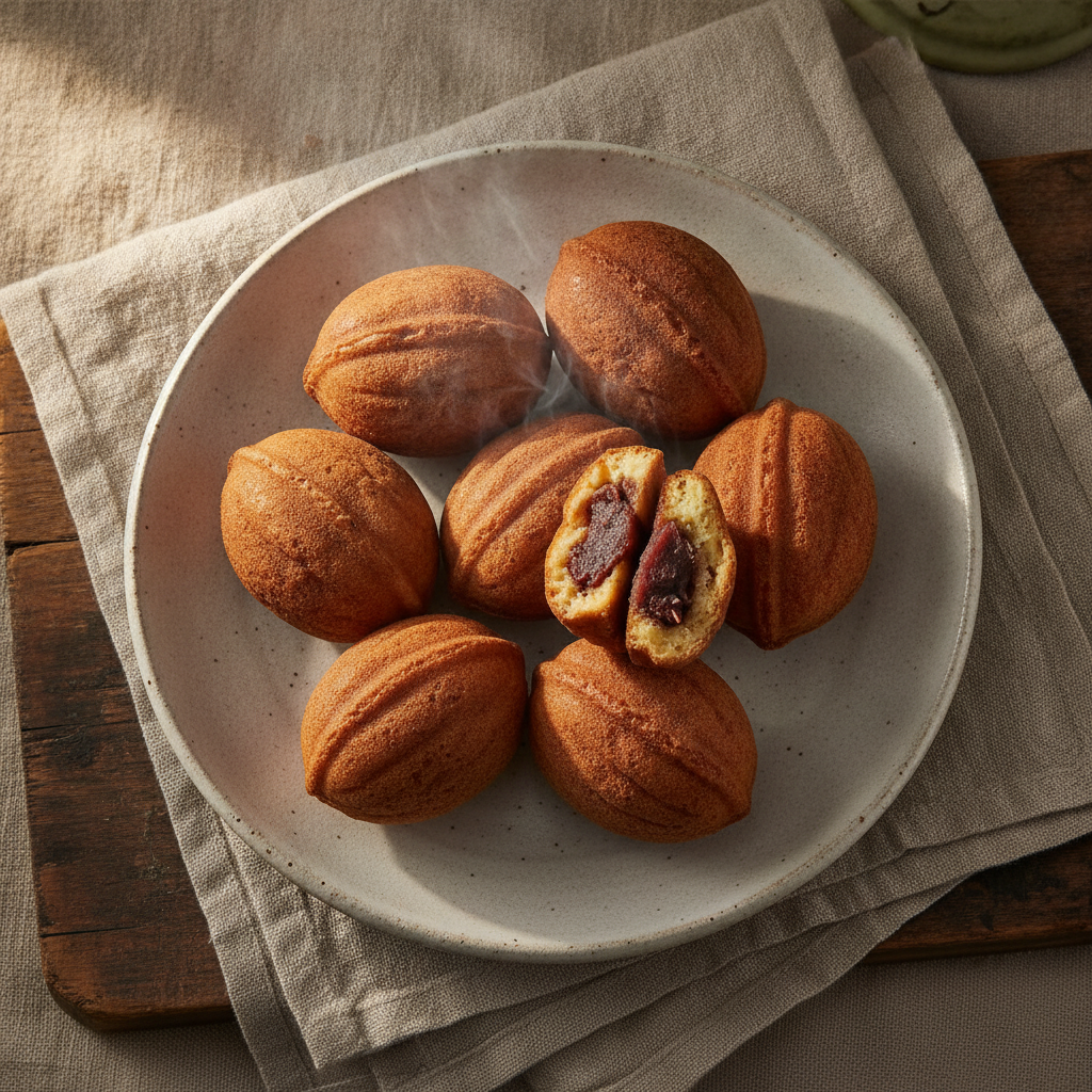Hodugwaja Korean Walnut Shaped Cakes with Red Bean