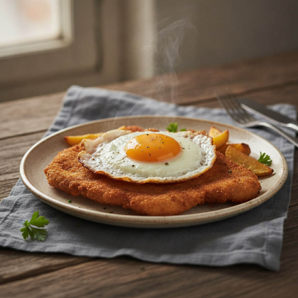 Holsteiner Schnitzel Topped with Fried Egg