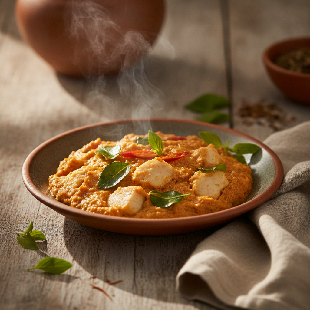 Steamed Fish Curry Custard with Fragrant Herbs