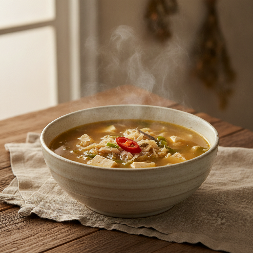 Restorative Dried Pollock Hangover Soup, a Mild and Flavorful Broth