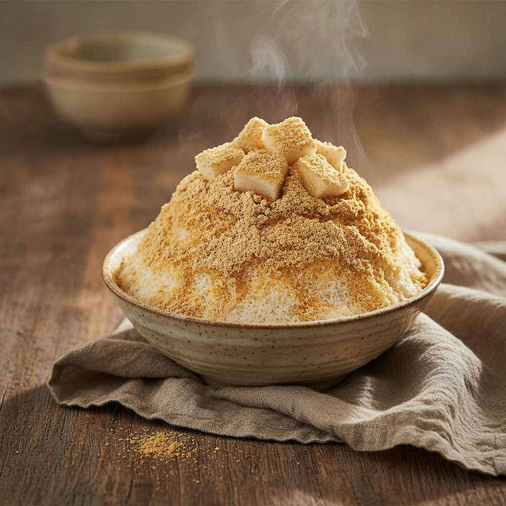 Injeolmi Bingsu: Shaved Ice with Rice Cake Dessert