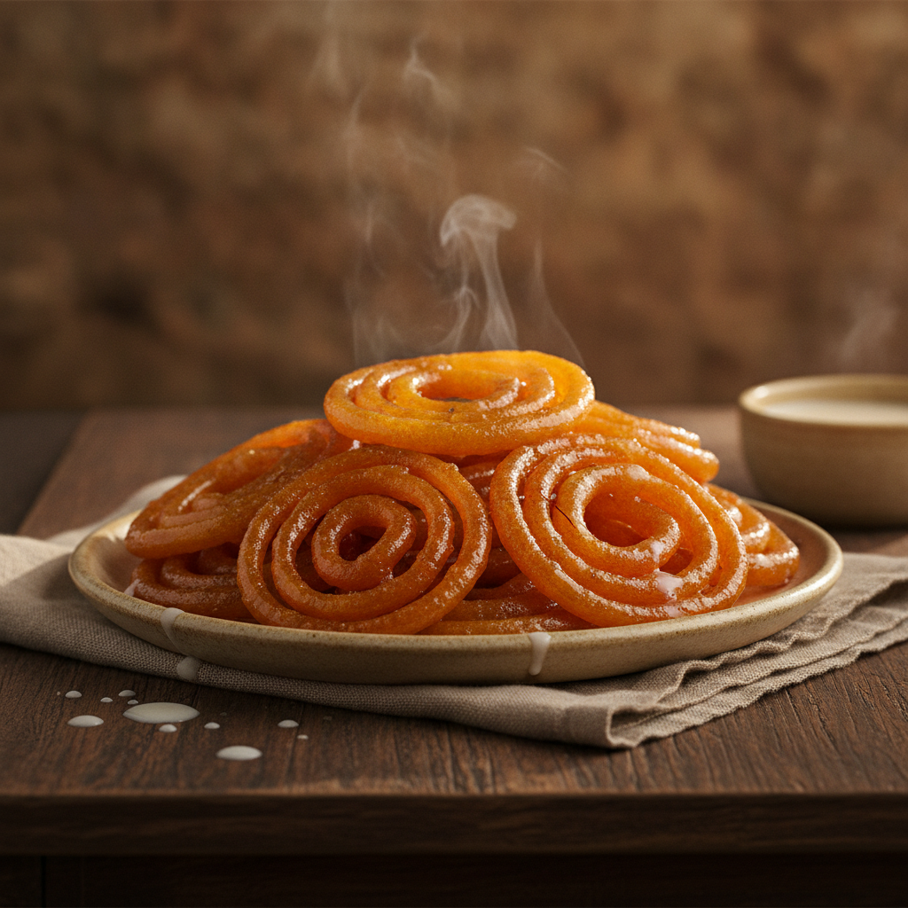 Jalebi — Crispy Fermented Batter Spirals in Saffron Syrup