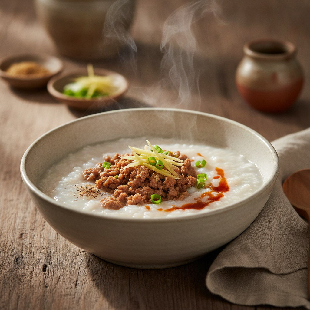 Hearty Thai Rice Porridge with Minced Pork