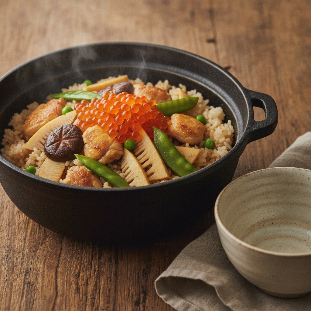 Kamameshi: Rice Cooked in Individual Pot with Ingredients