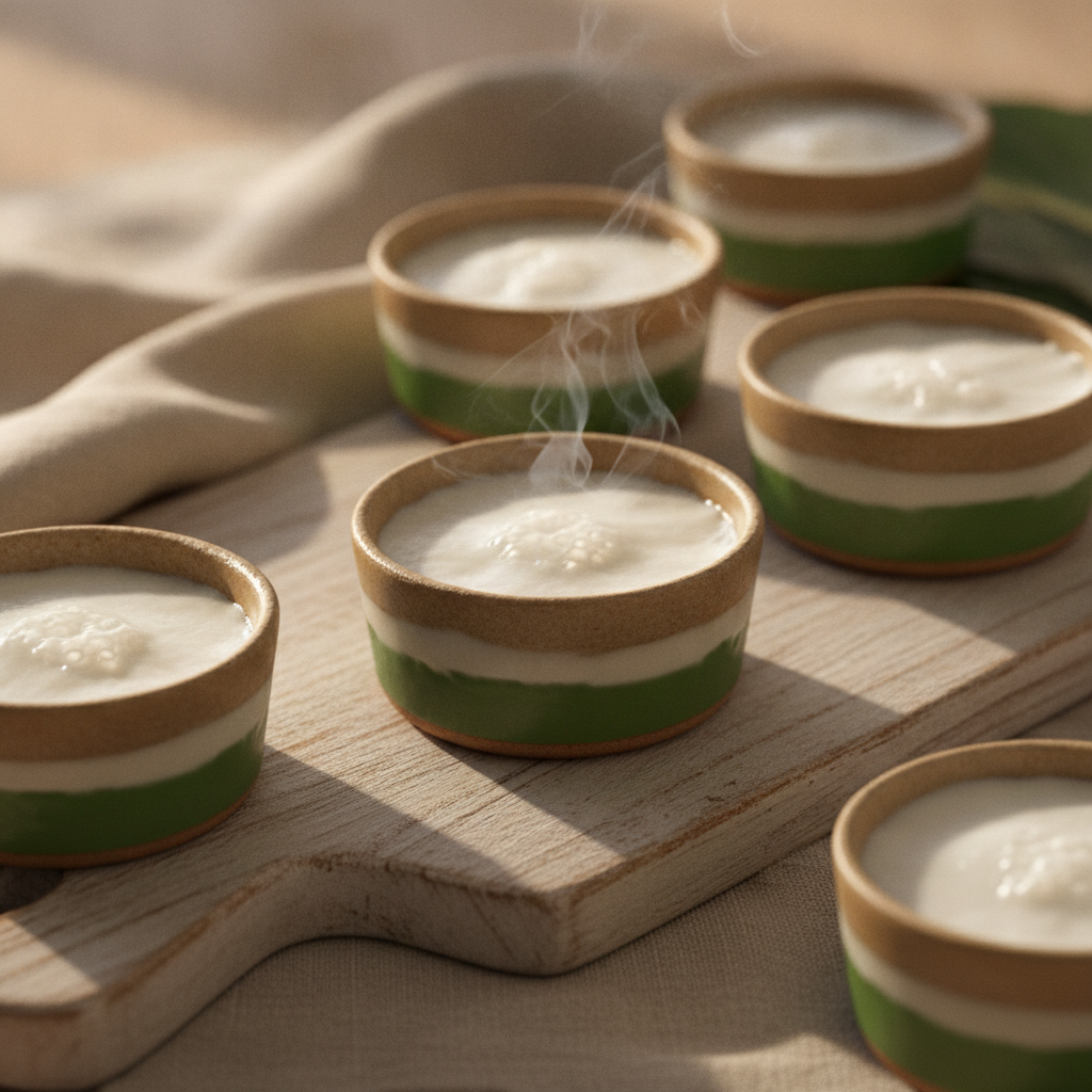Steamed Coconut Milk and Pandan Custard