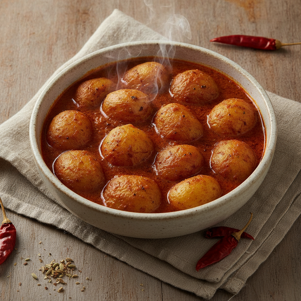 Kashmiri Dum Aloo — Whole Potatoes in Fennel-Scented Yogurt Gravy