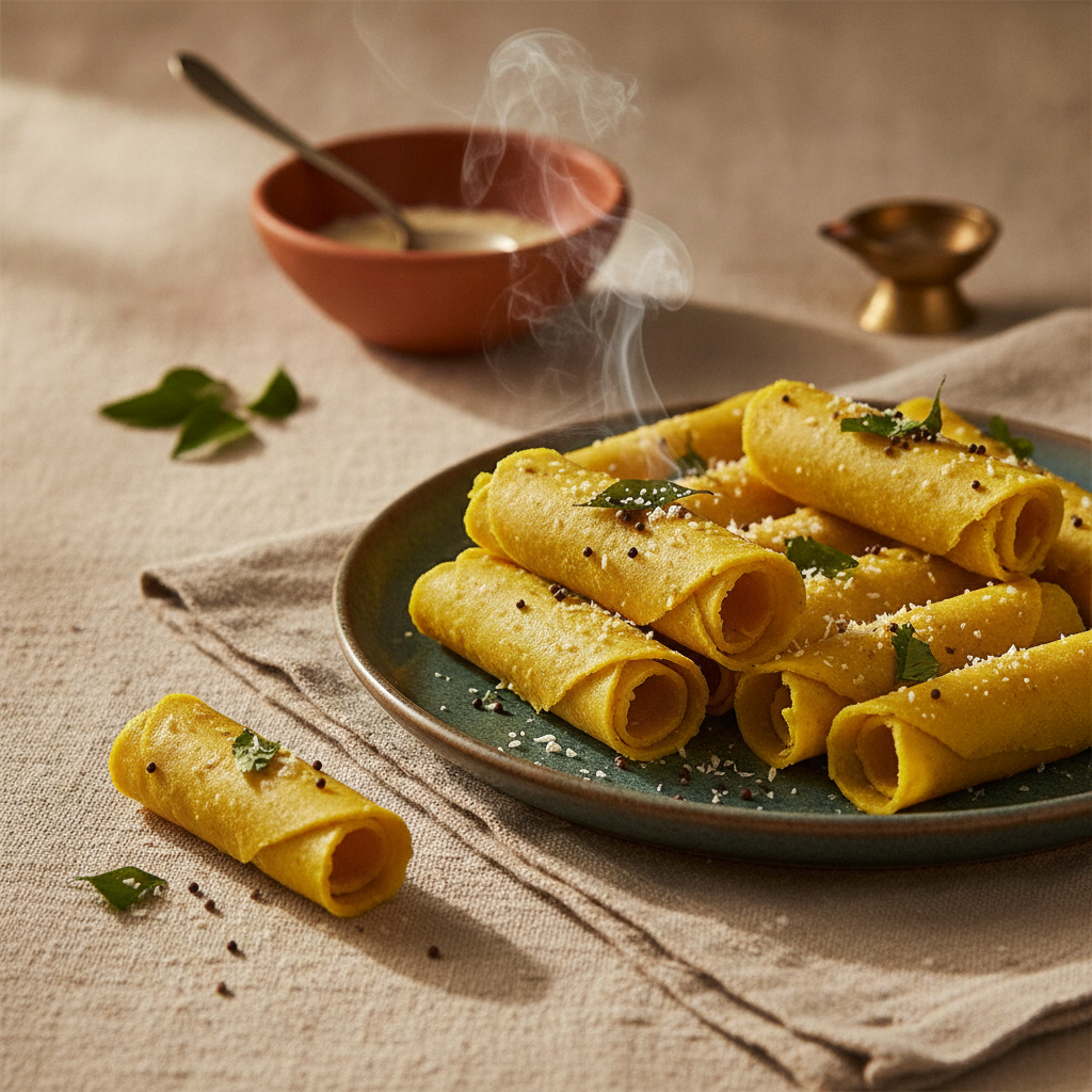 Khandvi: Delicate Gujarati Steamed Gram Flour Rolls