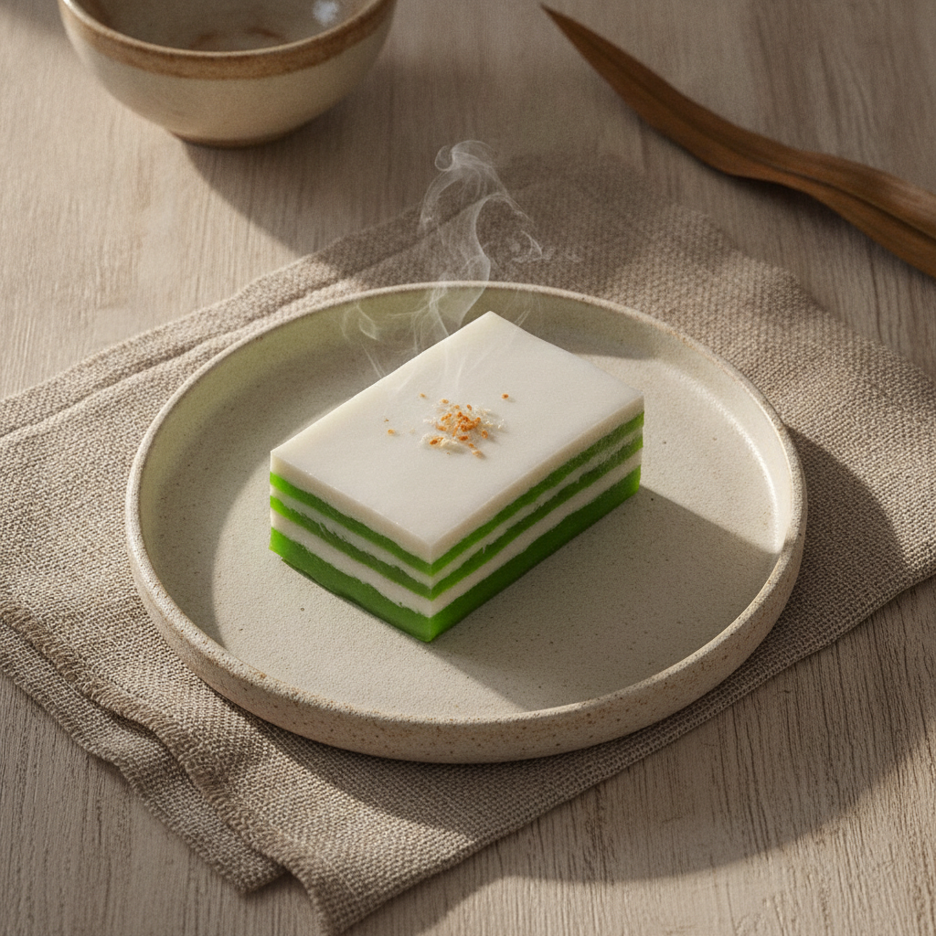 Beautiful Layered Pandan and Coconut Milk Jelly Dessert