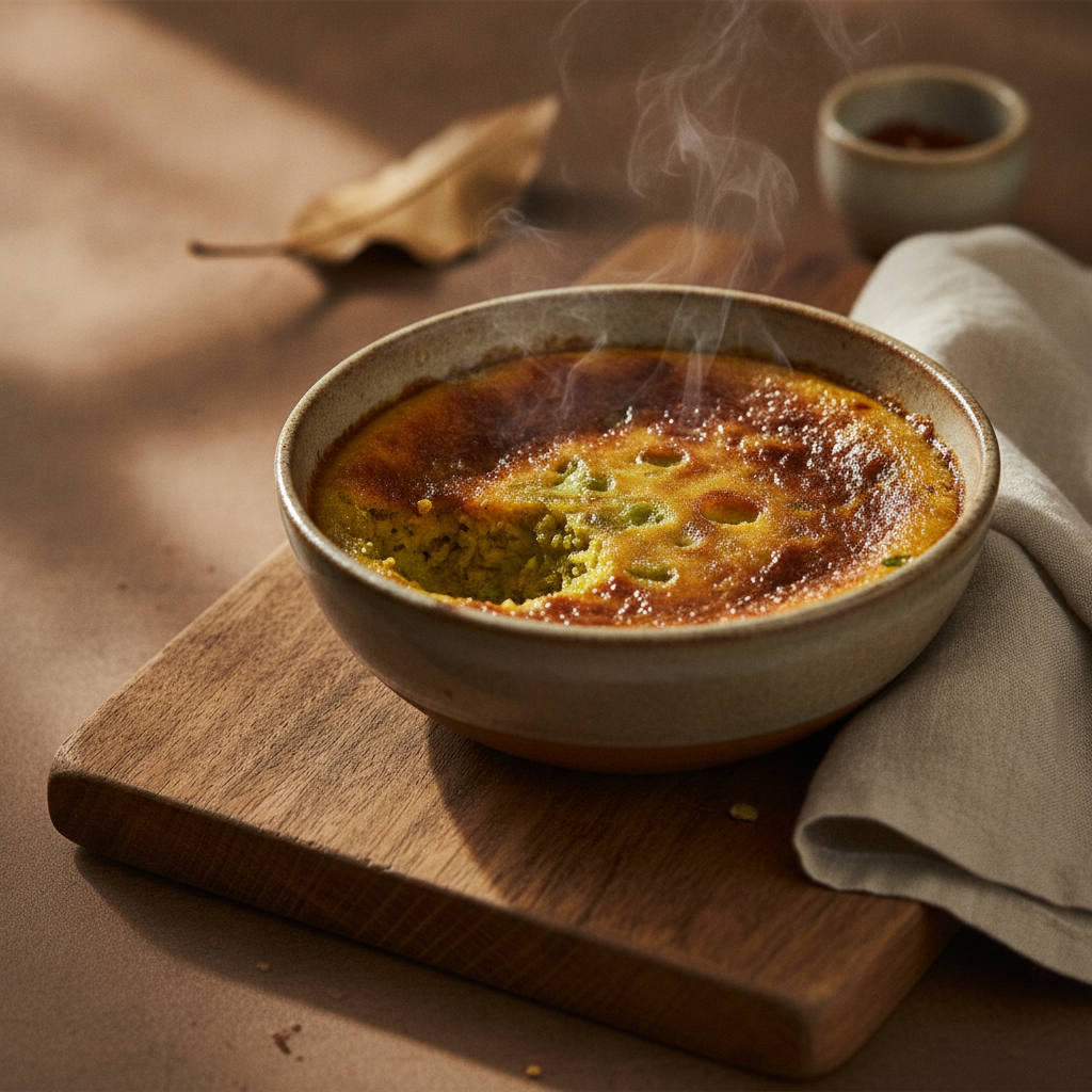 Sweet Baked Mung Bean and Coconut Custard