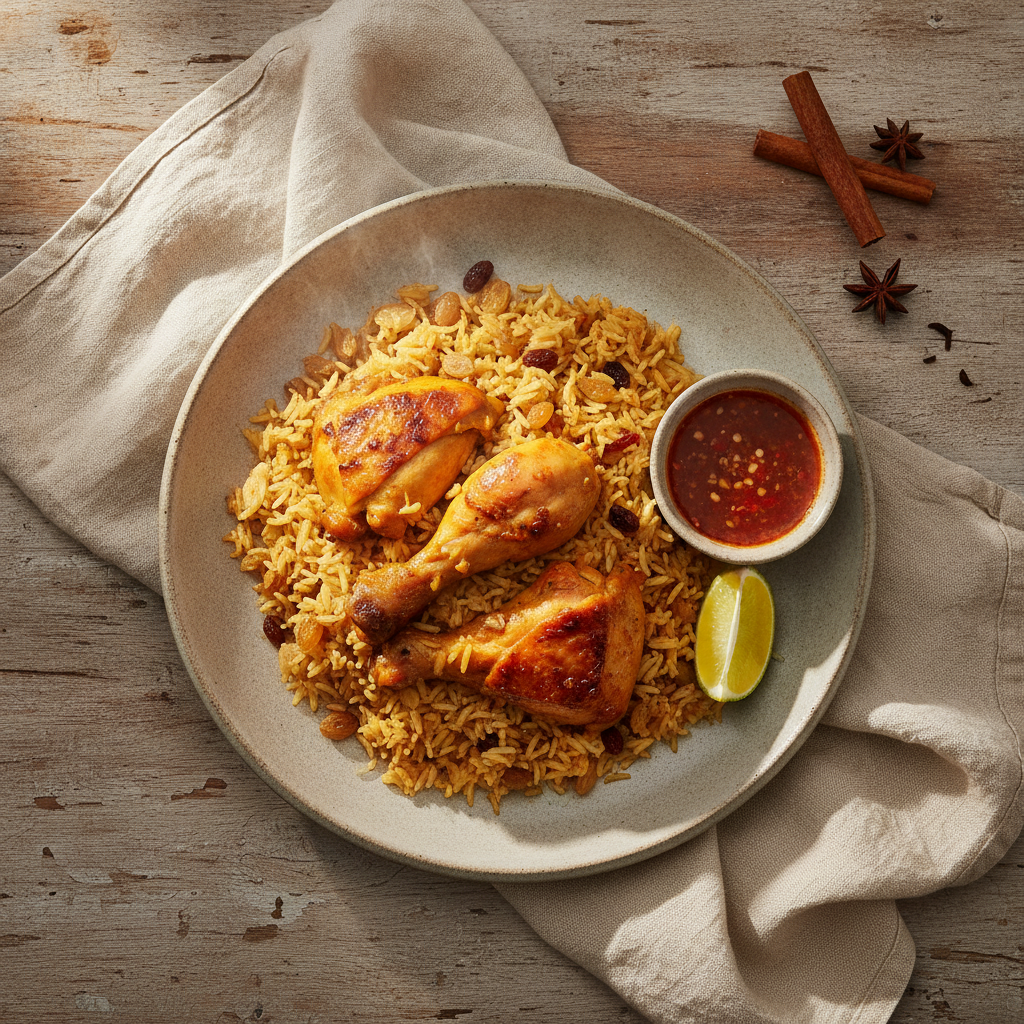 Fragrant Thai Biryani Rice with Marinated Chicken