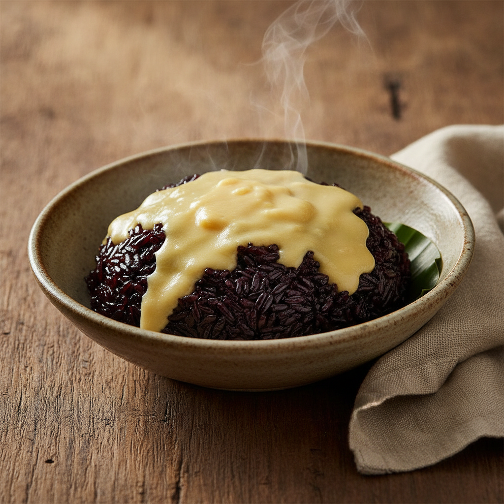Sweet Black Sticky Rice with Coconut Custard