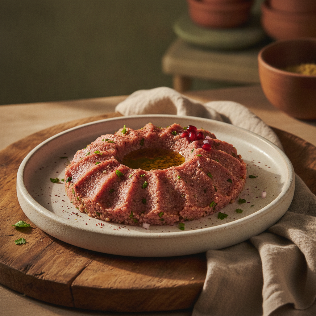 Authentic Lebanese Raw Minced Lamb and Bulgur Dish