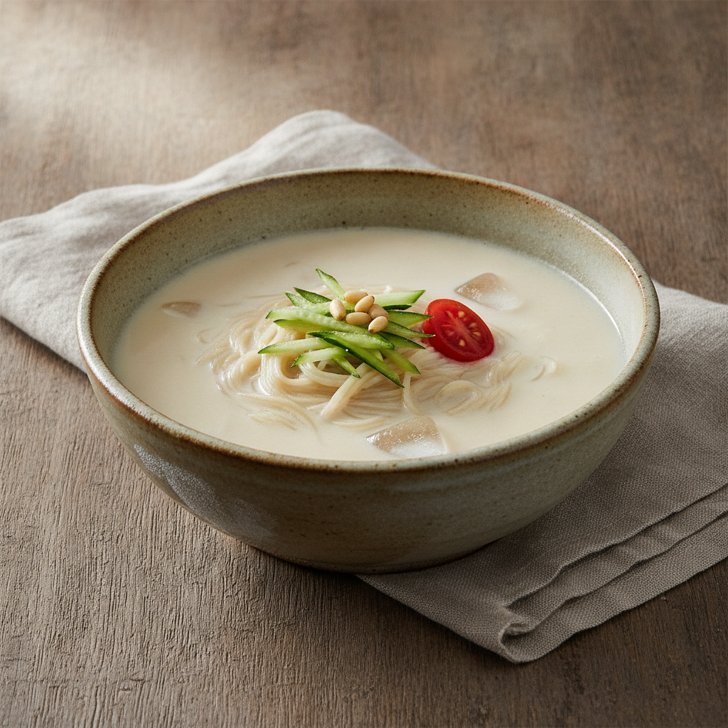 Refreshing Chilled Soybean Noodle Soup for Summer