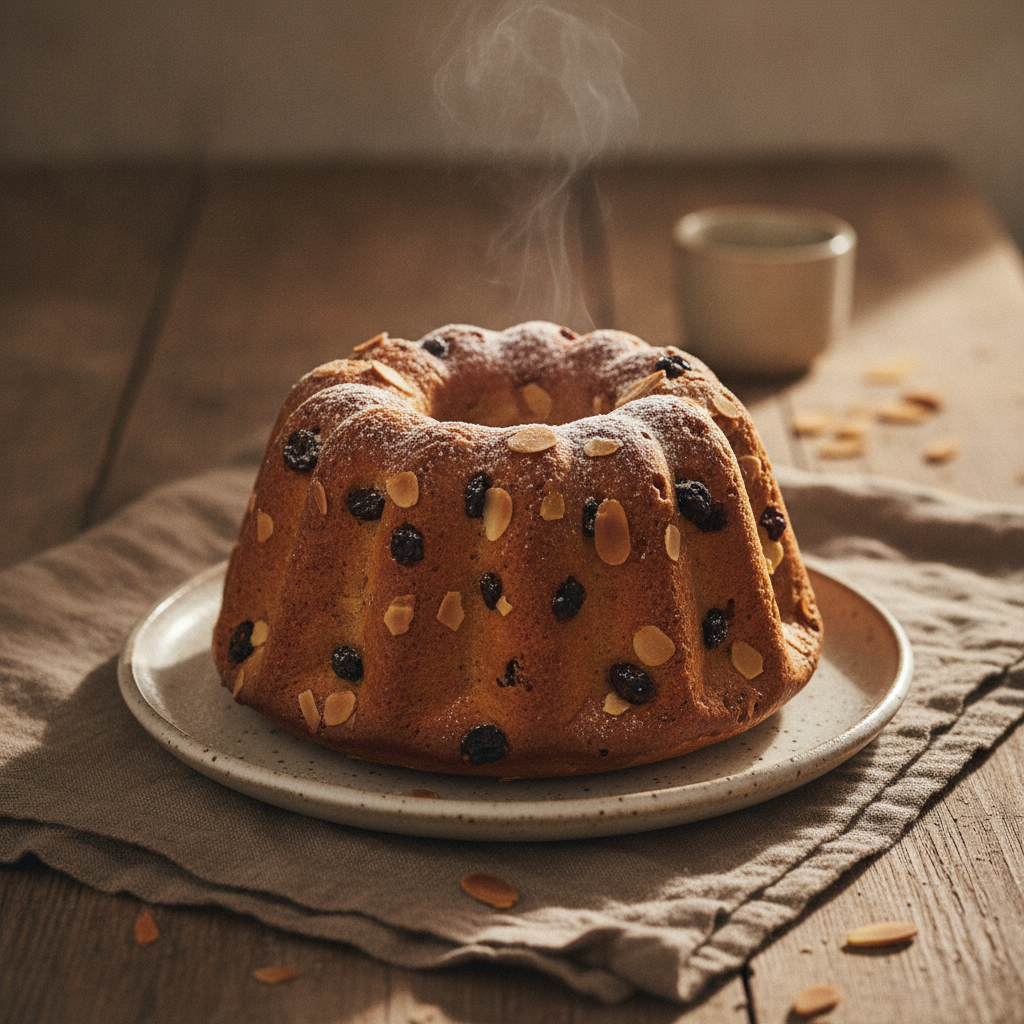 Alsatian Brioche Cake with Raisins and Almonds